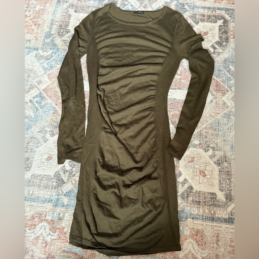 Express Olive Green Long Sleeve Sweater Dress – Size Small